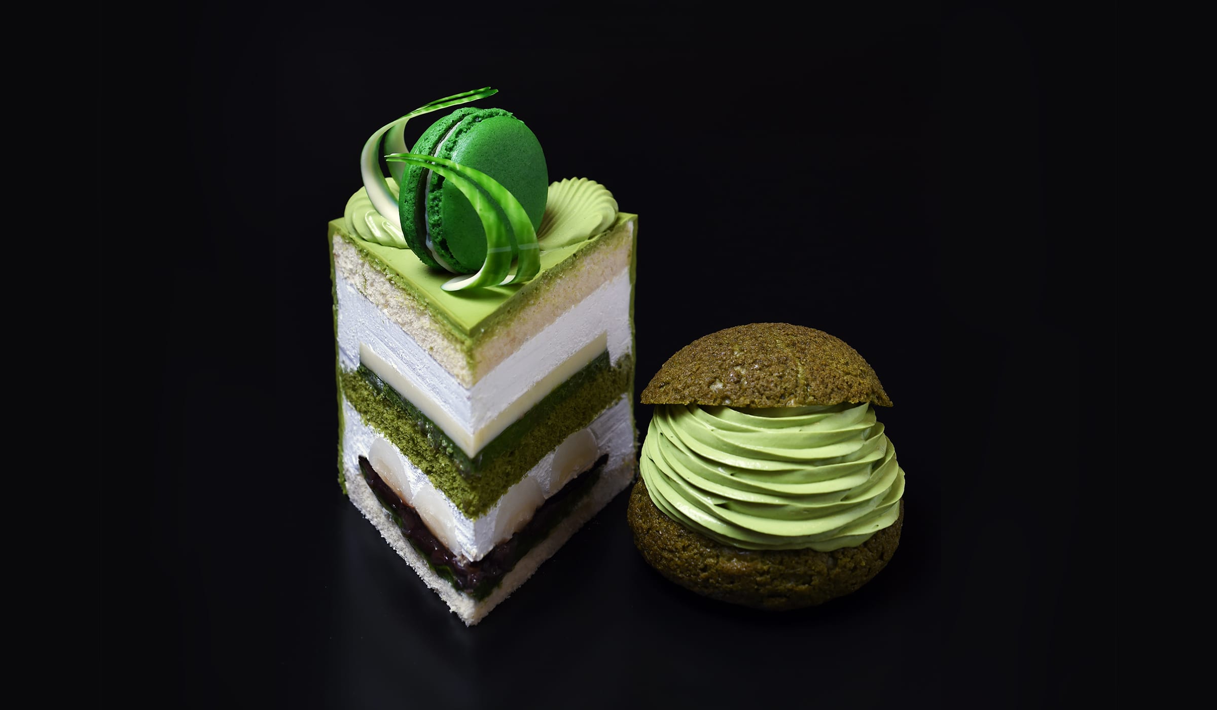 Sweet Red Bean and Matcha Cake