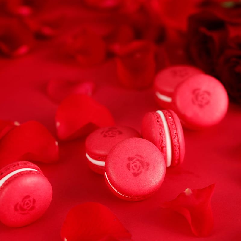 Red Rose Macarons