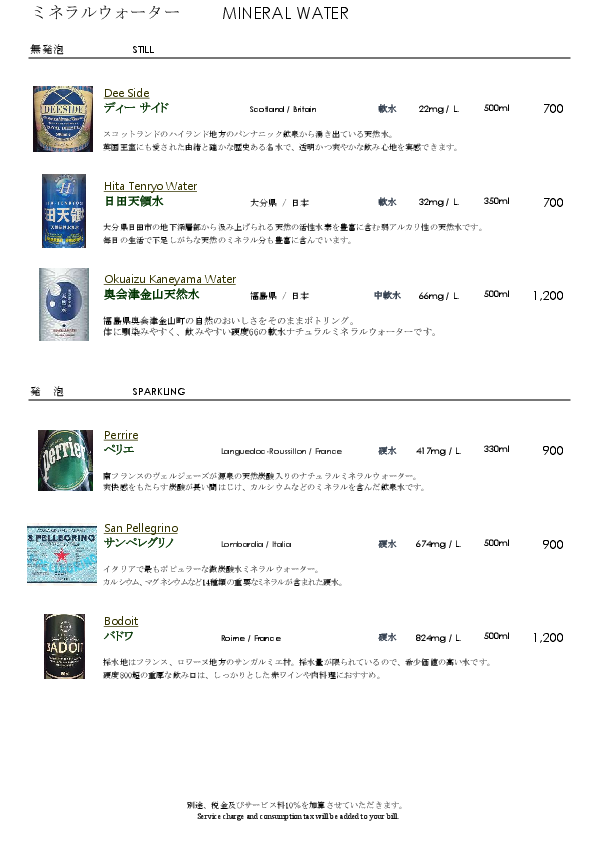 Non-alcohol ドリンクメニューNon-alcohol