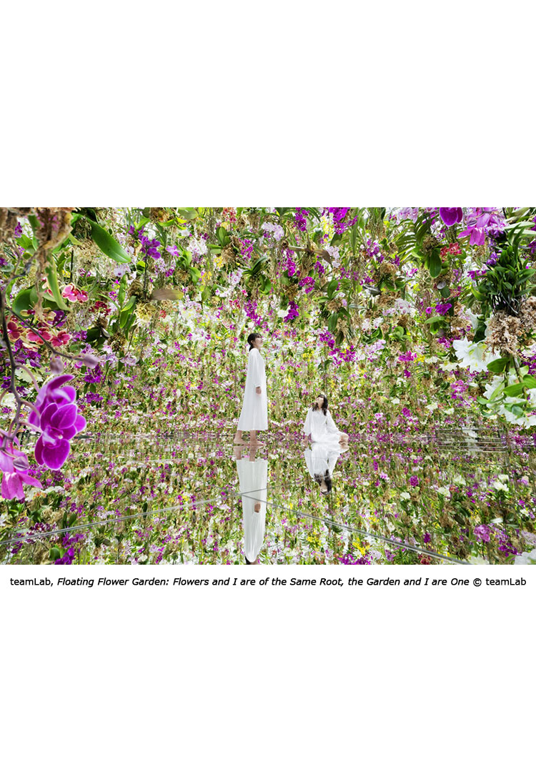 teamLab, Floating Flower Garden: Flowers and I are of the Same Root, the Garden and I are One