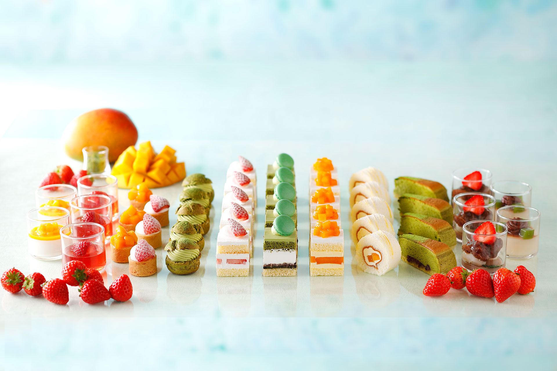 Strawberry, Matcha & Mango Dessert