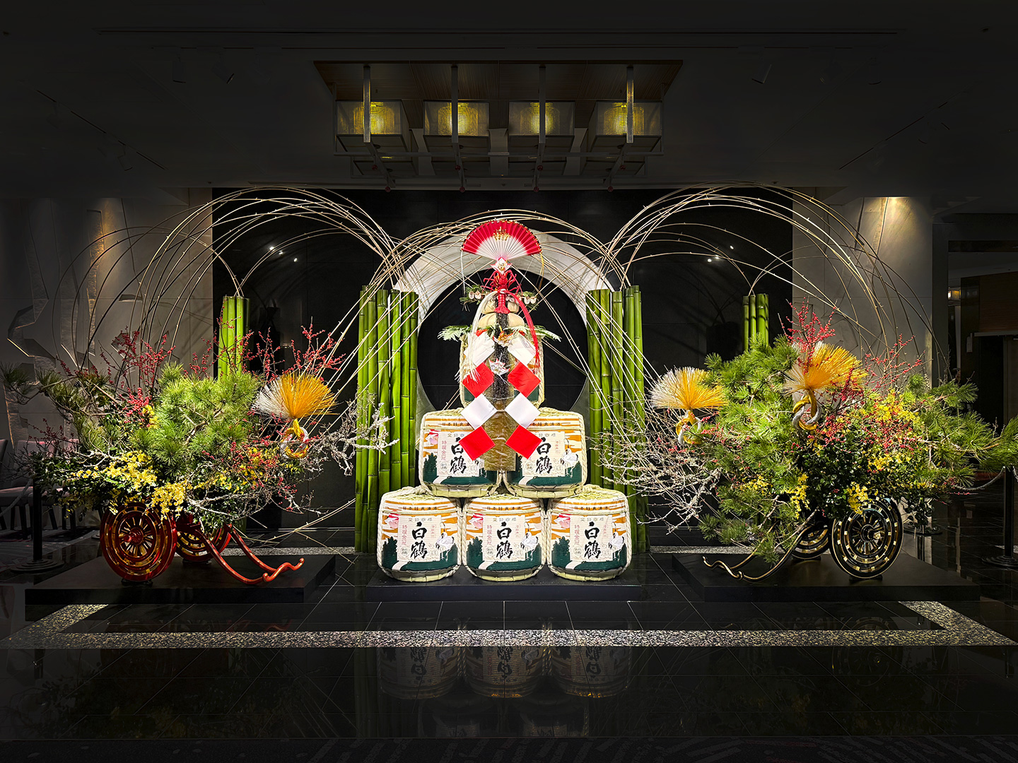 Entrance flowers installed in January