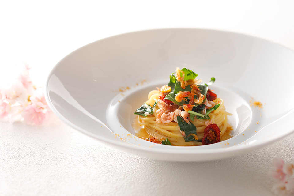 桜海老とルッコラのスパゲッティーニ