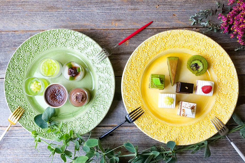 スーパースイーツビュッフェ21 抹茶とメロンとチョコレートスイーツプレゼンテーション ガーデンラウンジ ホテルニューオータニ 東京