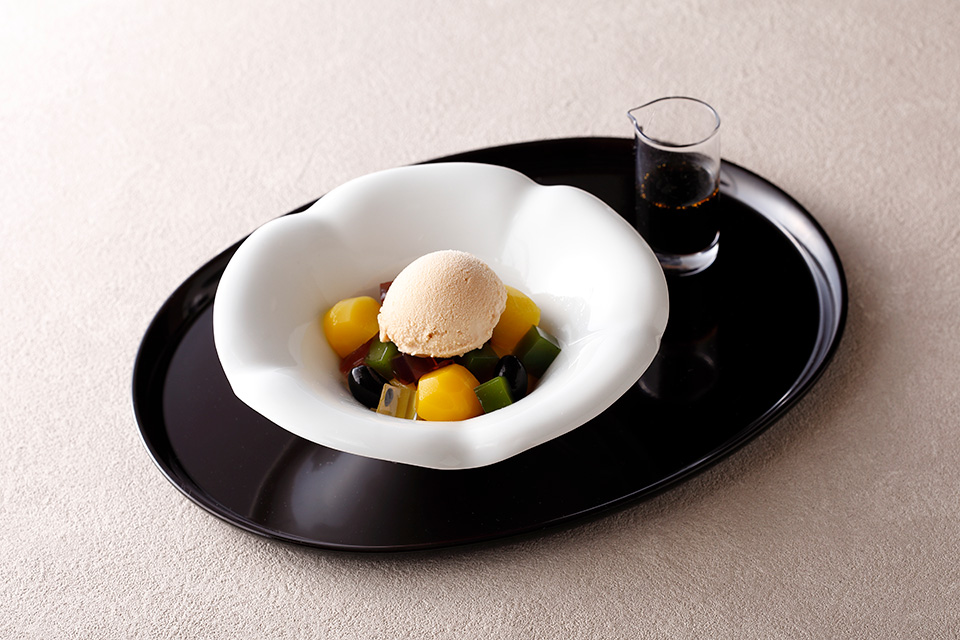 栗豆カン アイスクリーム添え