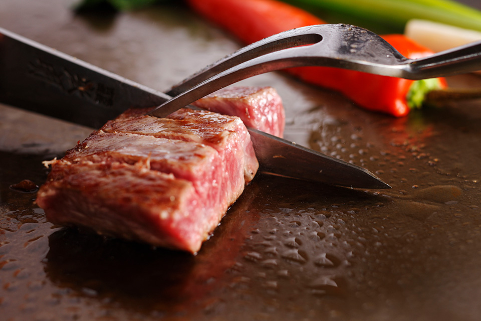 神戸牛フィレ肉とサーロインの鉄板焼き