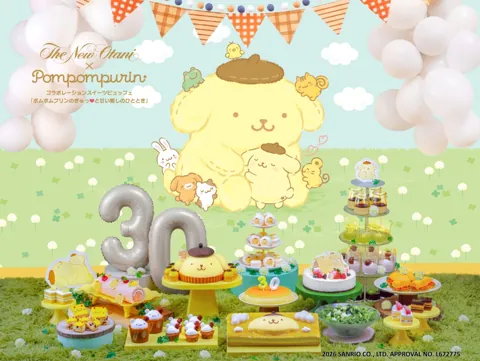 ポムポムプリンコラボレーションスイーツビュッフェ～ポムポムプリンのぎゅっ♡と甘い癒しのひととき～ キービジュアル